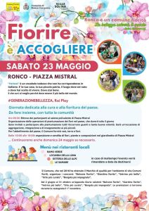 Ronco, Sabato 23 maggio: “Fiorire è Accogliere” a cura di Cosimo Bersano