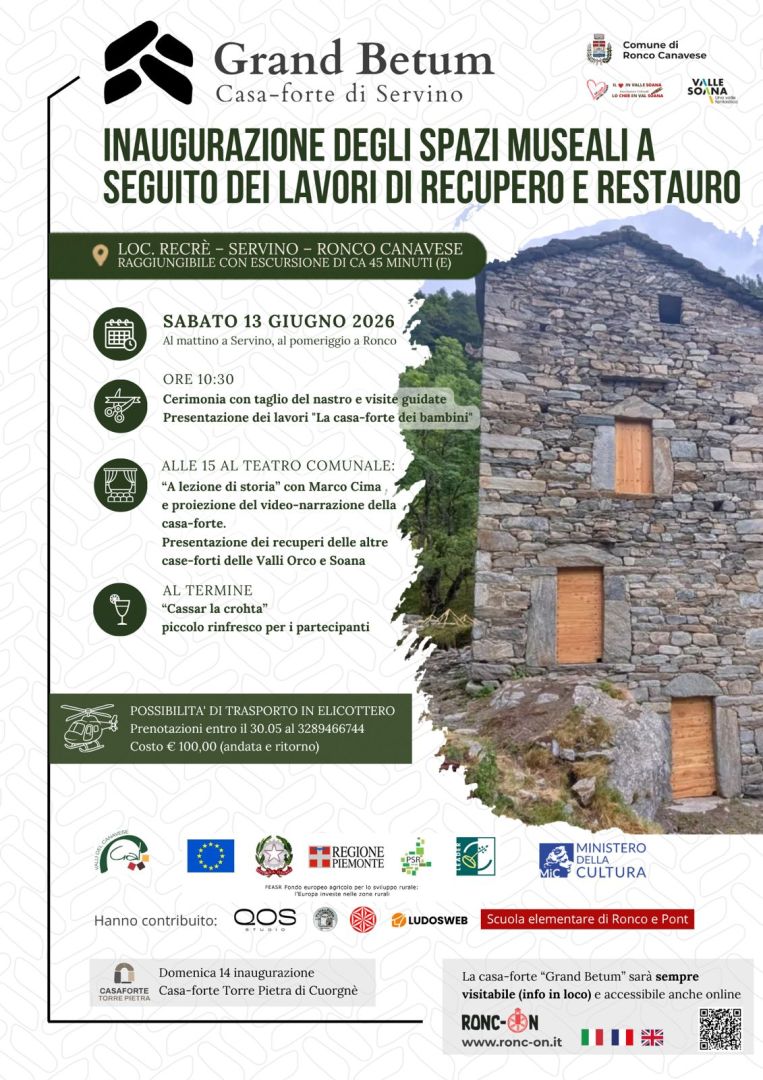 SERVIZIO DI ELITRASPORTO PER L’INAUGURAZIONE DELLA CASA-FORTE “GRAND BETUM” DI SERVINO (SABATO 13 GIUGNO)