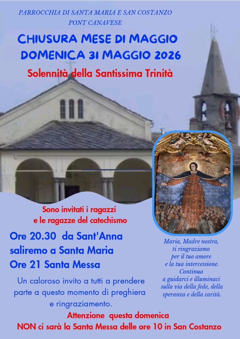 Pont, chiusura mese di maggio: da Sant’Anna a Santa Maria