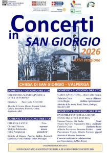 Valperga, Concerti in San Giorgio 2026: inaugurazione della rassegna domenica 7 giugno