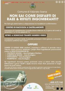 Valprato: Lunedì 13 luglio 2026 – Raccolta Rifiuti Ingombranti