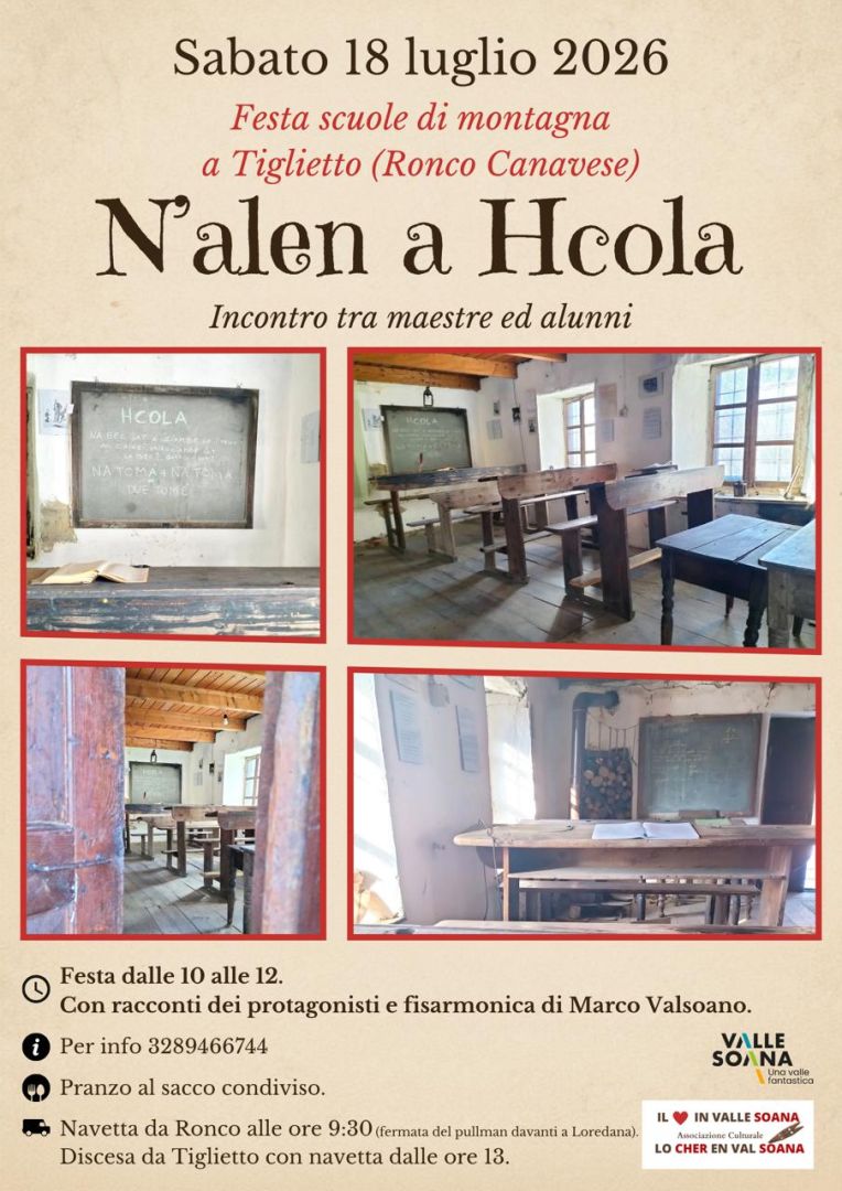 Sabato 18 a Tiglietto durante l’evento N’ Alen a hcola: presentazione del corso di francoprovenzale della Valle Soana a cura di Caterina Morgando