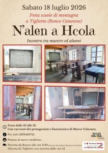 Sabato 18 a Tiglietto durante l’evento N’ Alen a hcola: presentazione del corso di francoprovenzale della Valle Soana a cura di Caterina Morgando