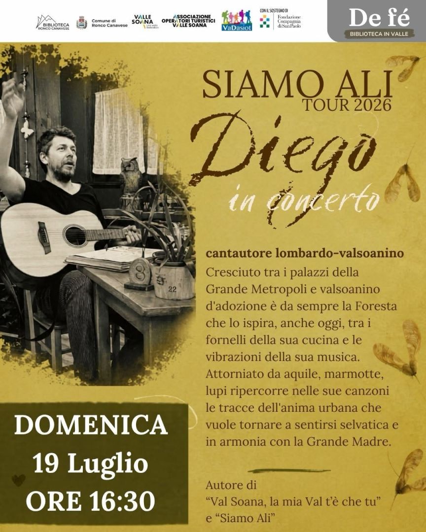Ronco 19 luglio: Siamo ALI con Diego in Concerto