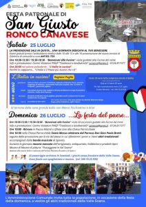 Ronco, Festa Patronale di San Giusto: altre informazioni pratiche a cura del Sindaco