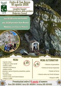 10 AGOSTO: Festa di San Besso al Santuario ma anche ... in località Sacairi