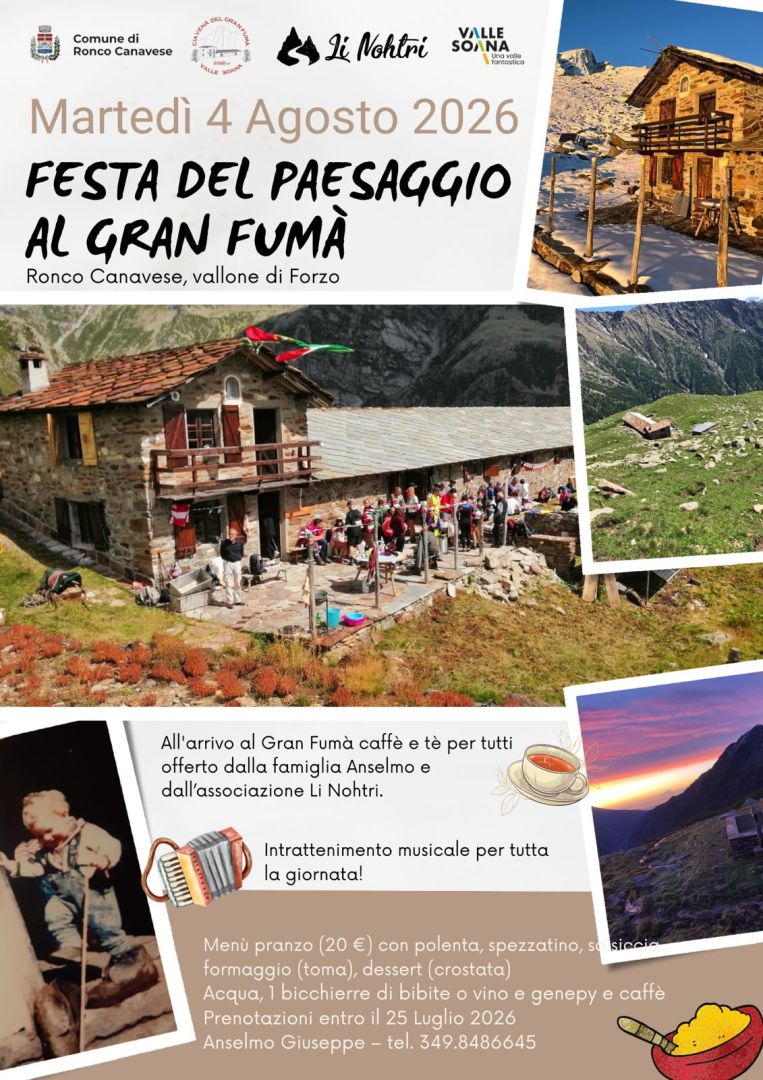 Martedì 4 agosto: Festa del paesaggio al Gran Fumà nel vallone di Forzo