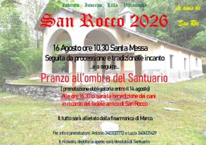 Domenica 16 agosto si festeggia San Rocco presso il Santuario