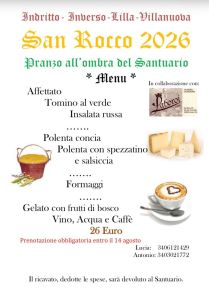 Domenica 16 agosto si festeggia San Rocco presso il Santuario