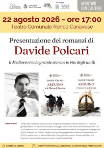 Ronco, Sabato 22 agosto: presentazione dei romanzi di Davide Polcari