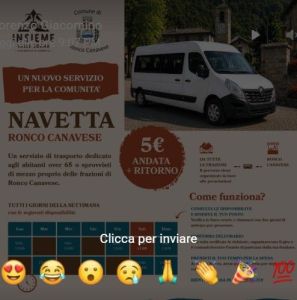 Servizio di trasporto NAVETTA,a chiamata dedicato agli abitanti di Ronco Canavese