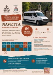 Servizio di trasporto NAVETTA,a chiamata dedicato agli abitanti di Ronco Canavese