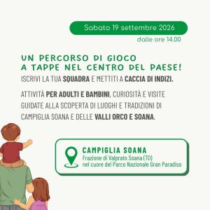Campiglia Soana, Sabato 19 settembre 2026: caccia al tesoro nel centro storico