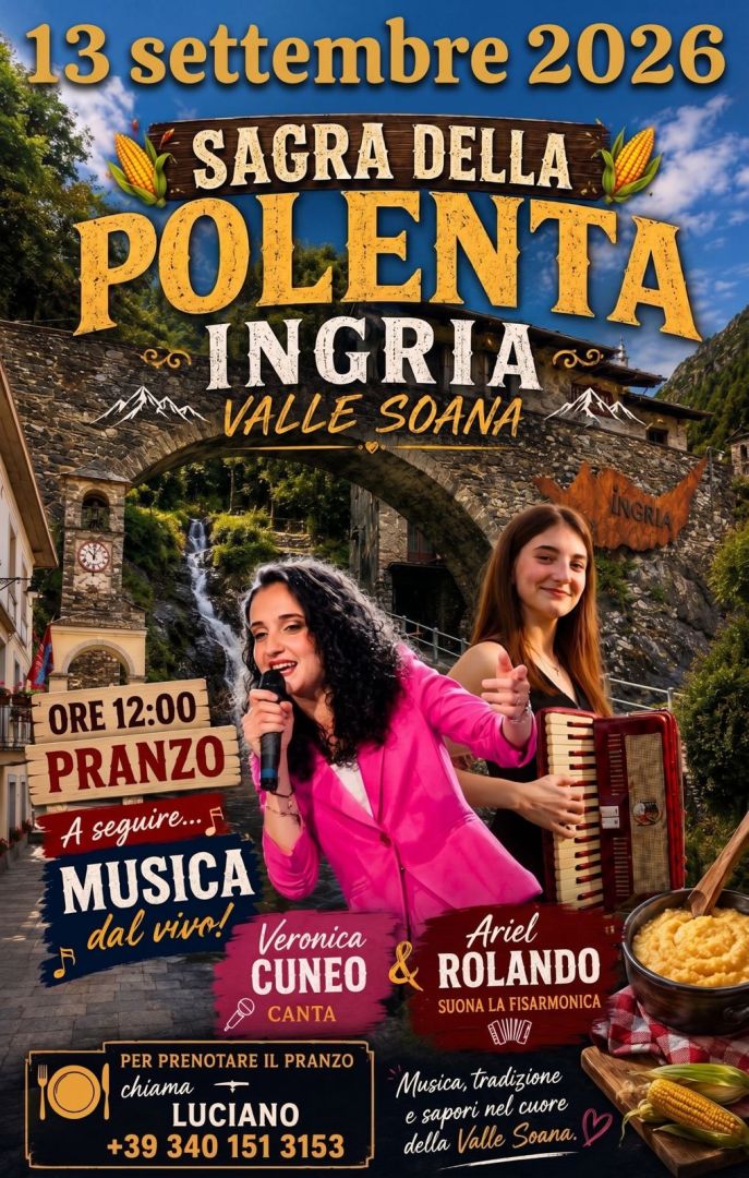 Ingria Domenica 13 settembre: SAGRA DELLA POLENTA