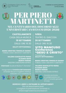 Invito alle celebrazioni del Centenario del "Discorso agli Universitari Canavesani"