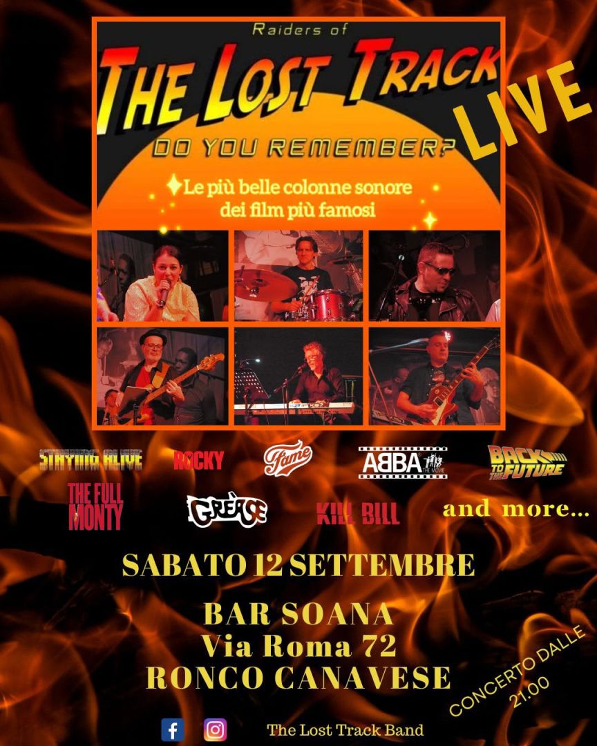Ronco, Sabato 12 settembre:  "The lost track Band" in Concerto presso il Bar Soana