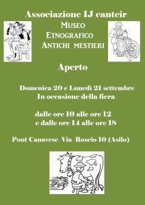 Pont, 20-21 settembre: apertura Museo Etnografico Antichi Mestieri