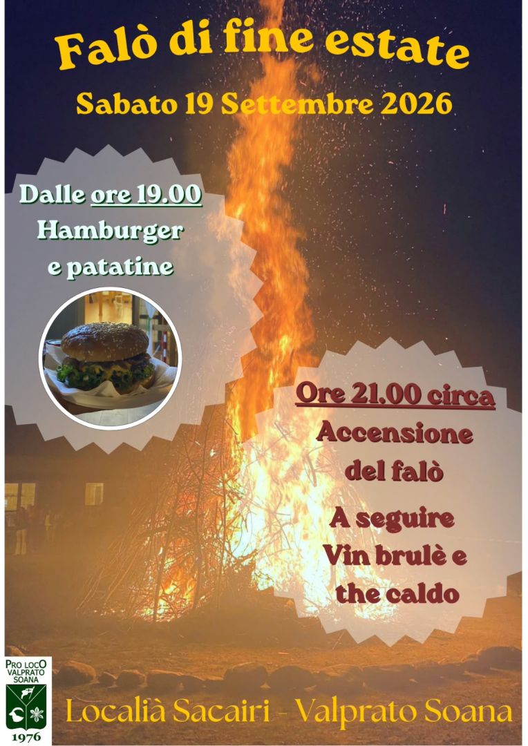 Valprato, Sabato 19 settembre: Falò di fine estate