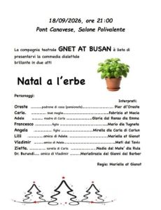 Pont, 18 settembre “Natal a l’erbe”, con la compagnia teatrale GNET AT BUSAN
