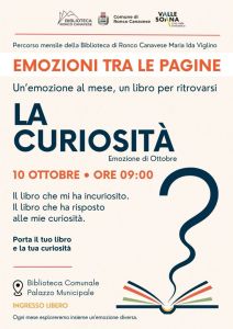 Ronco, 10 ottobre: emozioni tra le pagine a cura di Riccarda