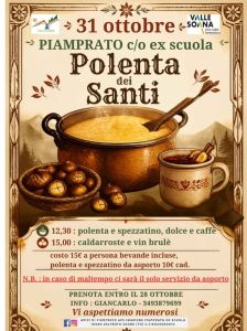 Piamprato, 31 ottobre:  Polenta dei Santi con gli "Amici di Piamprato"